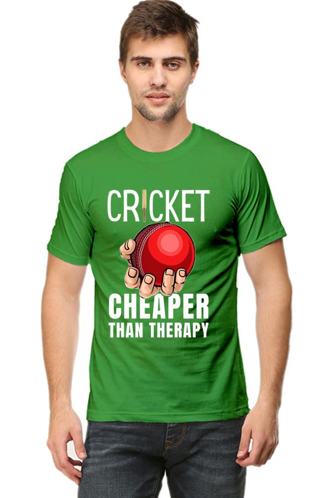 Cricket Cheaper Than Therapy - Round Neck Half Sleeve Classic T-shirt