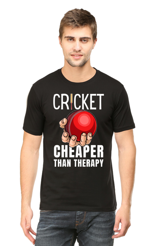 Cricket Cheaper Than Therapy - Round Neck Half Sleeve Classic T-shirt