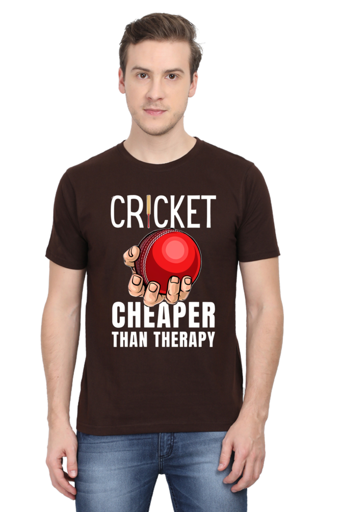 Cricket Cheaper Than Therapy - Round Neck Half Sleeve Classic T-shirt