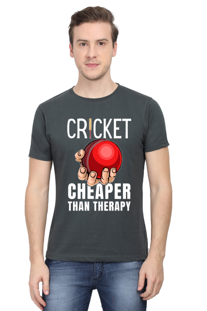 Cricket Cheaper Than Therapy - Round Neck Half Sleeve Classic T-shirt