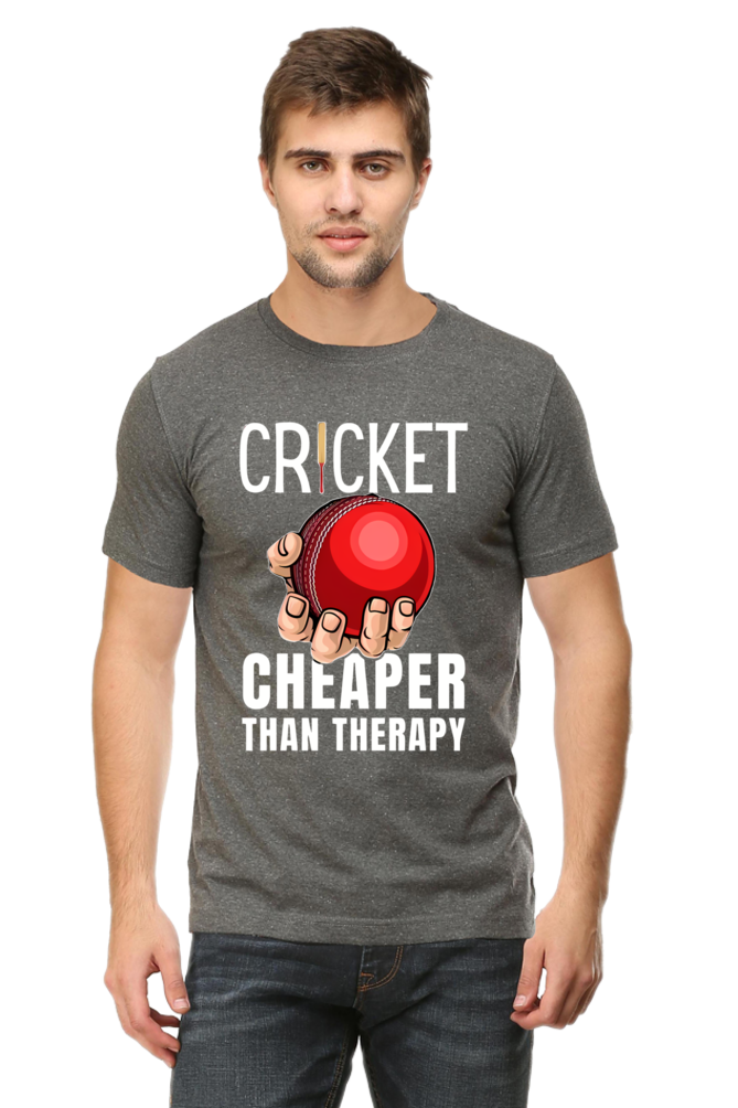 Cricket Cheaper Than Therapy - Round Neck Half Sleeve Classic T-shirt