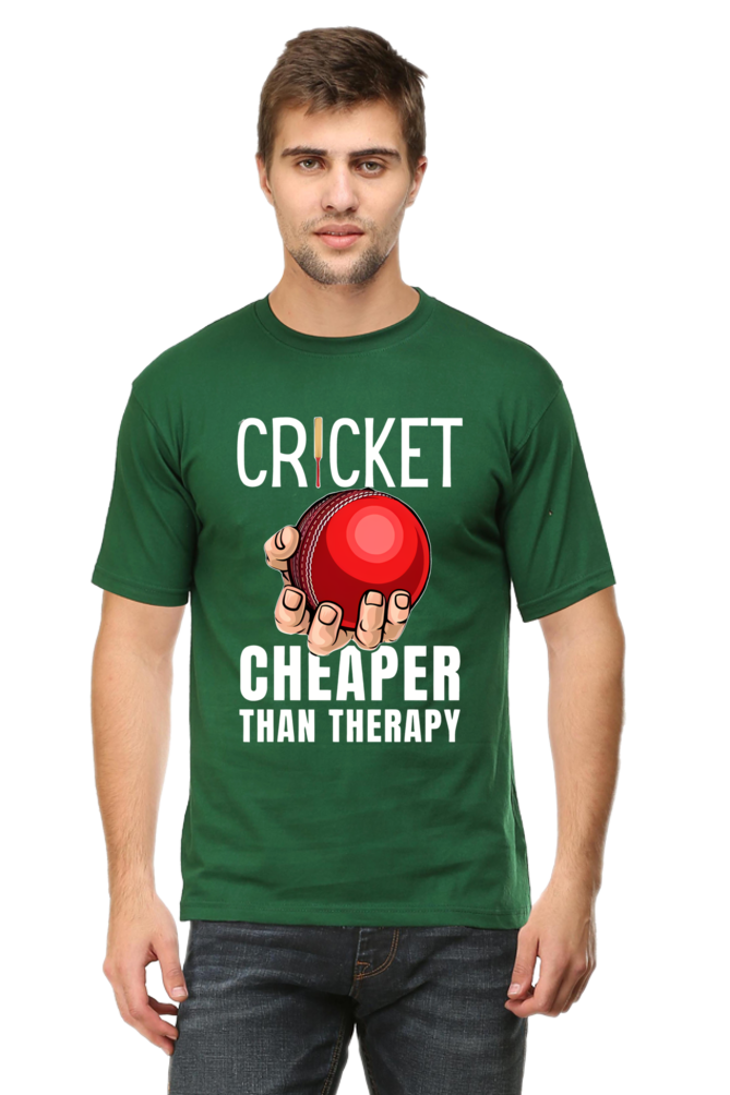 Cricket Cheaper Than Therapy - Round Neck Half Sleeve Classic T-shirt